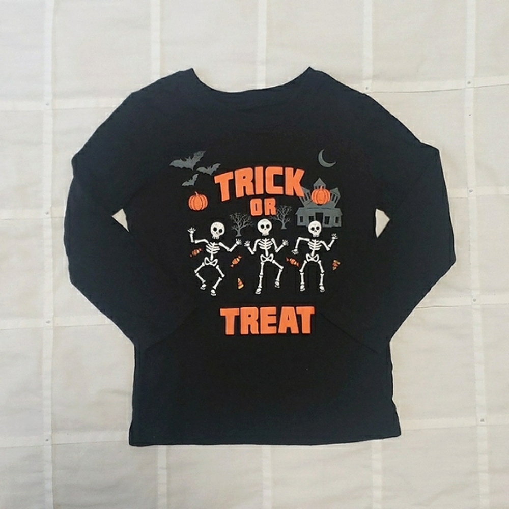 💙 CARTER'S - "Trick or Treat" Long Sleeve  Black Shirt - Size 2T